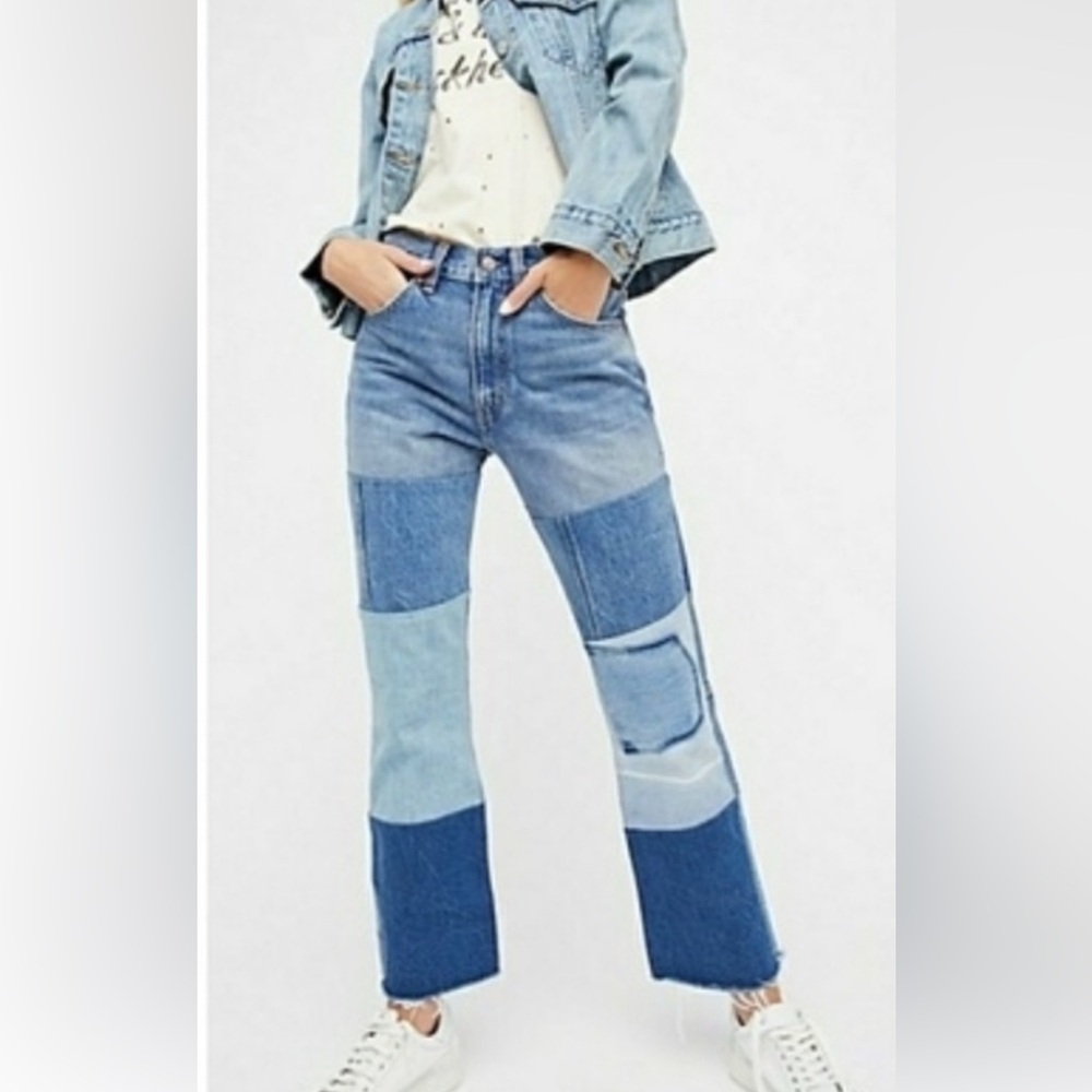 Levi’s 517 Orange Tab Patchwork Cropped Jeans Sz … - image 2